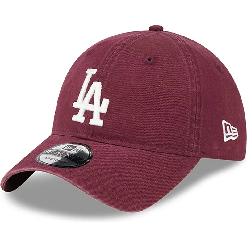 justerbar-9twenty-league-essential-bordeaux-buet-kasket-fra-los-angeles-dodgers-mlb-fra-new-era