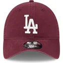 justerbar-9twenty-league-essential-bordeaux-buet-kasket-fra-los-angeles-dodgers-mlb-fra-new-era