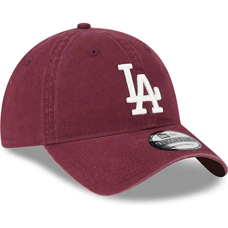 justerbar-9twenty-league-essential-bordeaux-buet-kasket-fra-los-angeles-dodgers-mlb-fra-new-era