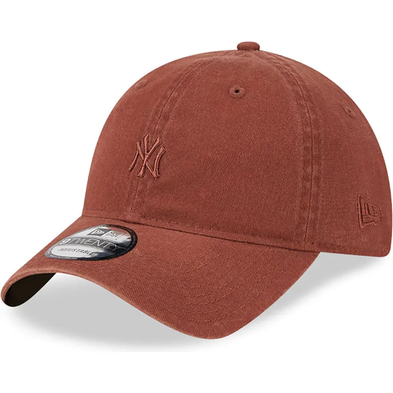 new-era-new-york-yankees-mlb-9twenty-mini-logo-justerbar-brun-kasket-med-buet-skygge-og-brunt-logo