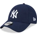 kasketter-buet-marinebla-justerbar-rem-9forty-essential-melton-wool-fra-new-york-yankees-mlb-af-new-era