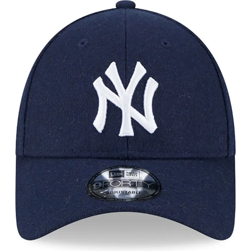 kasketter-buet-marinebla-justerbar-rem-9forty-essential-melton-wool-fra-new-york-yankees-mlb-af-new-era