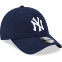 kasketter-buet-marinebla-justerbar-rem-9forty-essential-melton-wool-fra-new-york-yankees-mlb-af-new-era
