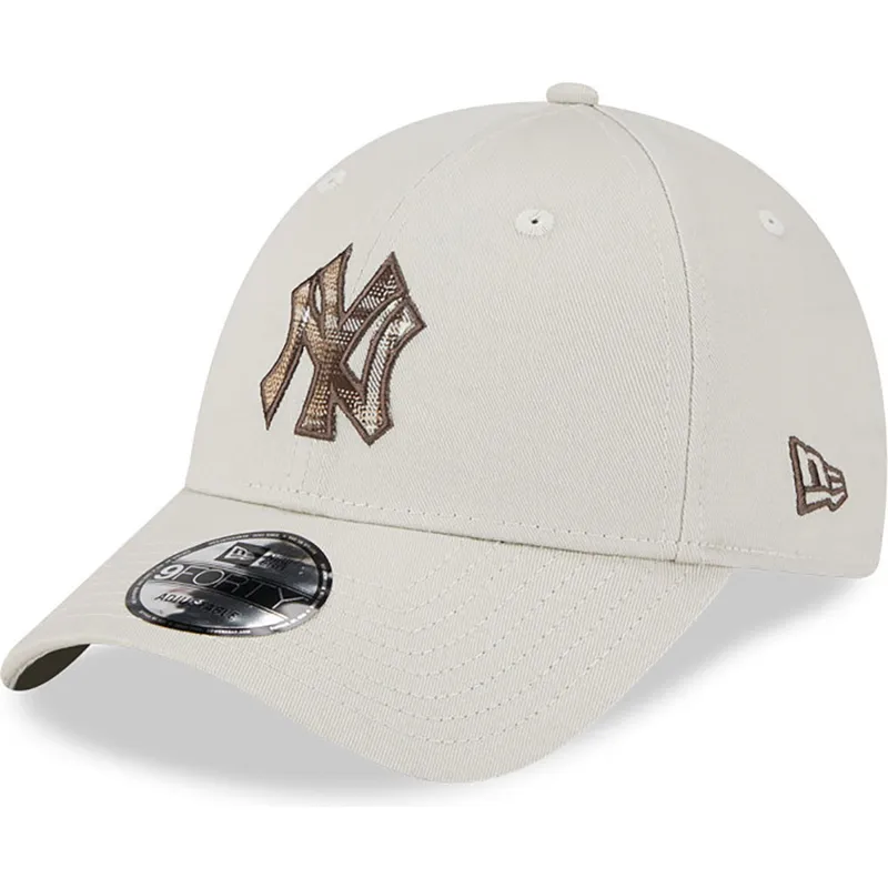 buet-beige-justerbar-9forty-check-infill-kasket-fra-new-york-yankees-mlb-fra-new-era