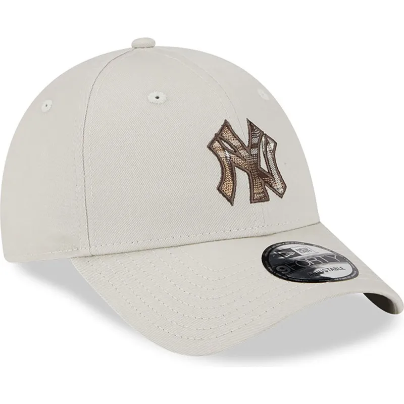 buet-beige-justerbar-9forty-check-infill-kasket-fra-new-york-yankees-mlb-fra-new-era