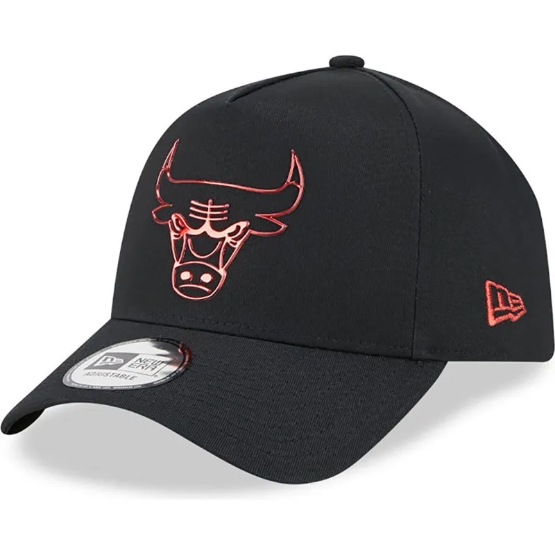 sort-snapback-kasket-med-buet-skygge-a-frame-foil-pack-fra-chicago-bulls-nba-fra-new-era