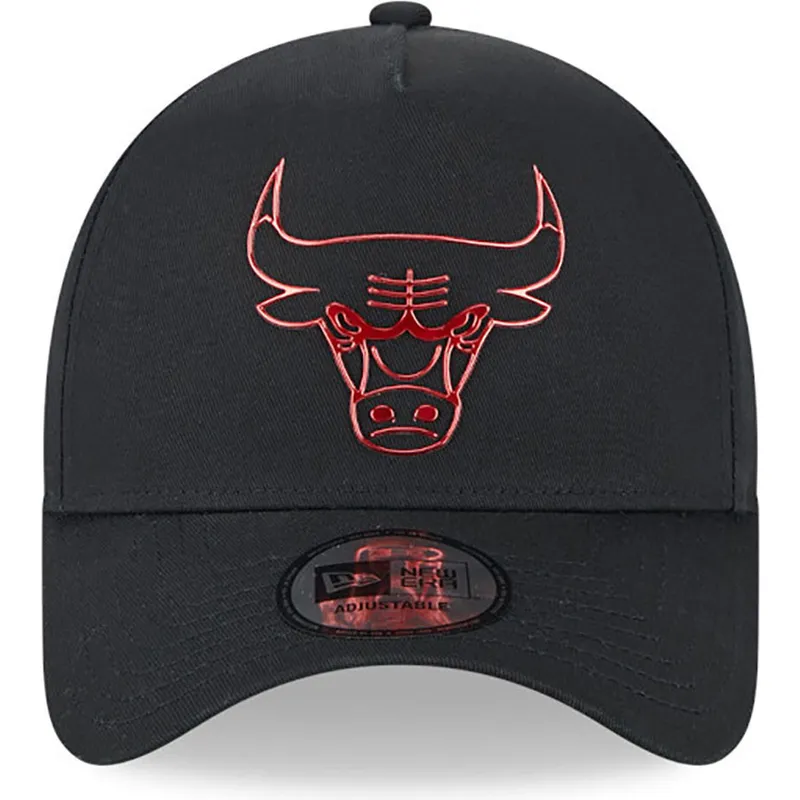 sort-snapback-kasket-med-buet-skygge-a-frame-foil-pack-fra-chicago-bulls-nba-fra-new-era