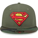 kasketter-flad-gron-snapback-til-barn-camuflaje-9fifty-fra-superman-dc-comics-af-new-era