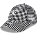 new-era-new-york-yankees-mlb-9forty-houndstooth-sort-og-hvid-justerbar-kvindekasket