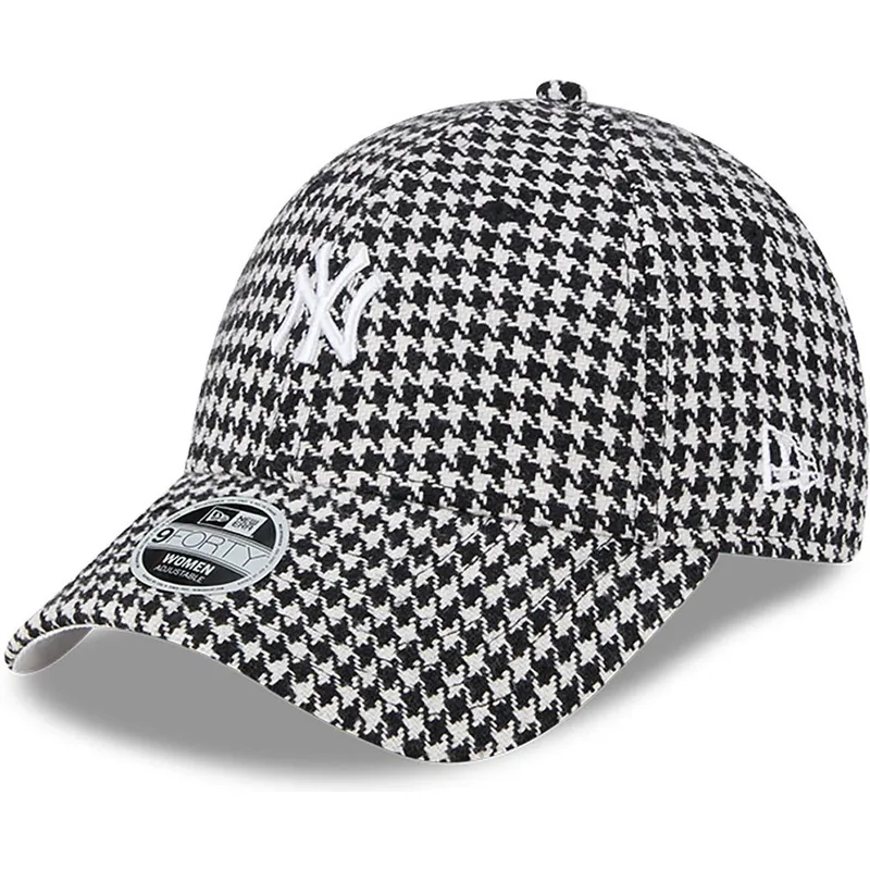 kasketter-buet-sort-justerbar-rem-9forty-houndstooth-fra-new-york-yankees-mlb-af-new-era