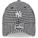 new-era-new-york-yankees-mlb-9forty-houndstooth-sort-og-hvid-justerbar-kvindekasket