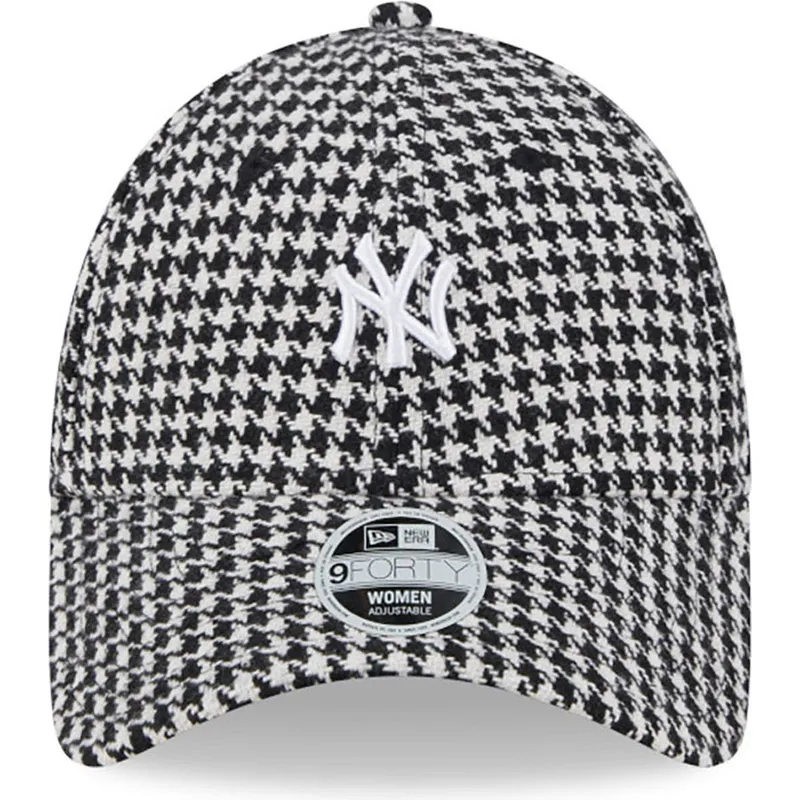 kasketter-buet-sort-justerbar-rem-9forty-houndstooth-fra-new-york-yankees-mlb-af-new-era