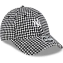 new-era-new-york-yankees-mlb-9forty-houndstooth-sort-og-hvid-justerbar-kvindekasket