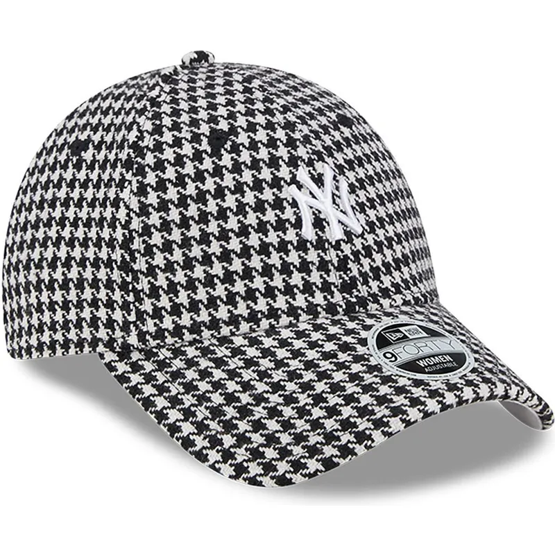 kasketter-buet-sort-justerbar-rem-9forty-houndstooth-fra-new-york-yankees-mlb-af-new-era