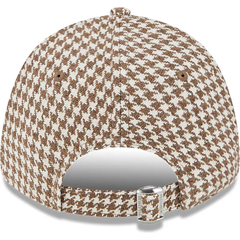 kasketter-buet-brun-justerbar-rem-9forty-houndstooth-fra-new-york-yankees-mlb-af-new-era