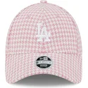 kasketter-buet-rosa-justerbar-rem-9forty-houndstooth-fra-los-angeles-dodgers-mlb-af-new-era