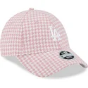 kasketter-buet-rosa-justerbar-rem-9forty-houndstooth-fra-los-angeles-dodgers-mlb-af-new-era