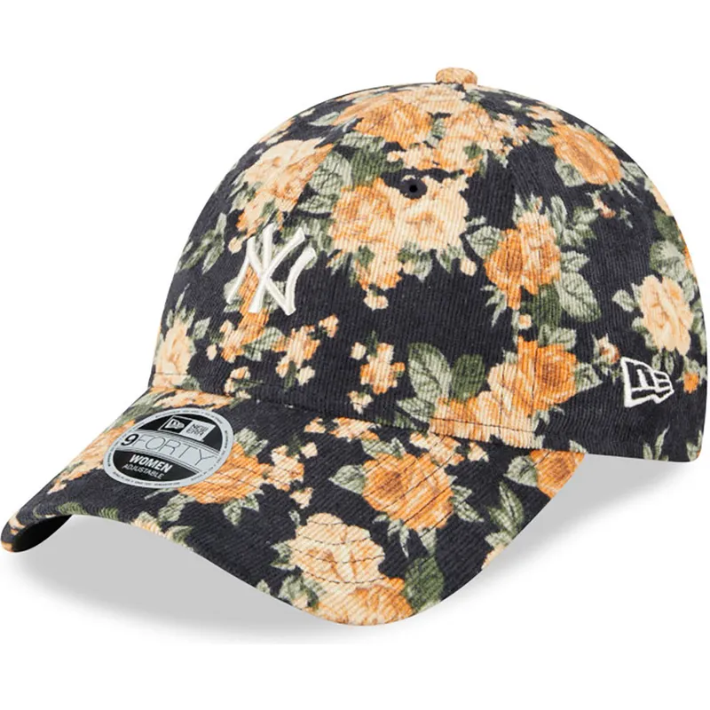 kasketter-buet-marinebla-justerbar-rem-9forty-floral-cord-fra-new-york-yankees-mlb-af-new-era
