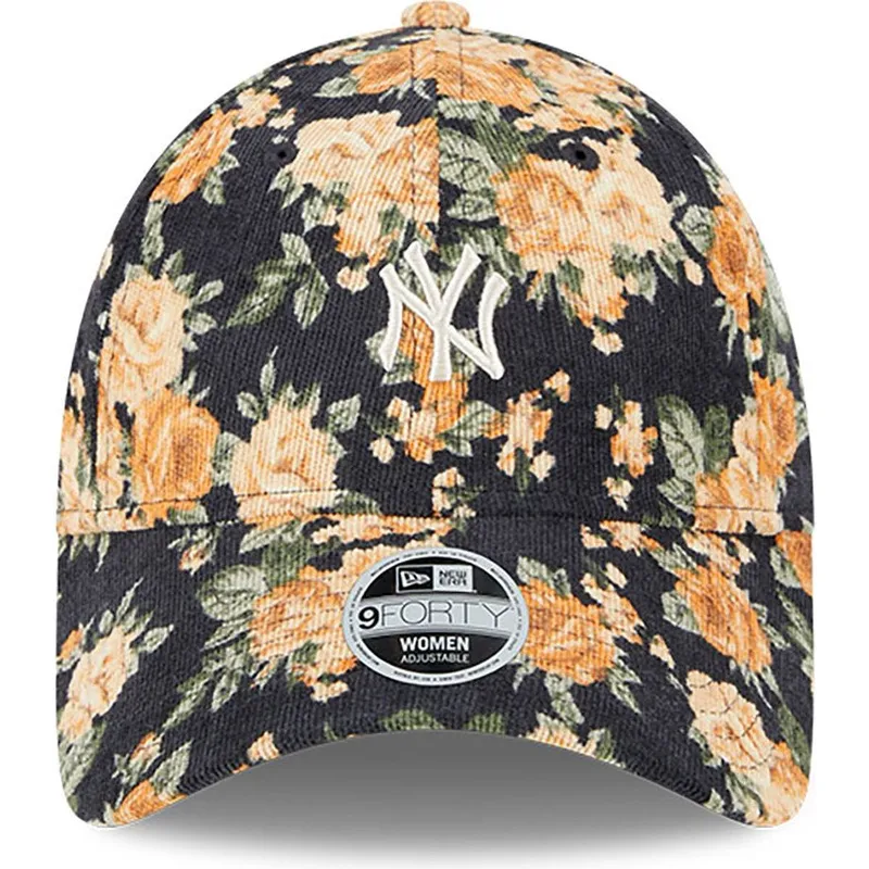 kasketter-buet-marinebla-justerbar-rem-9forty-floral-cord-fra-new-york-yankees-mlb-af-new-era