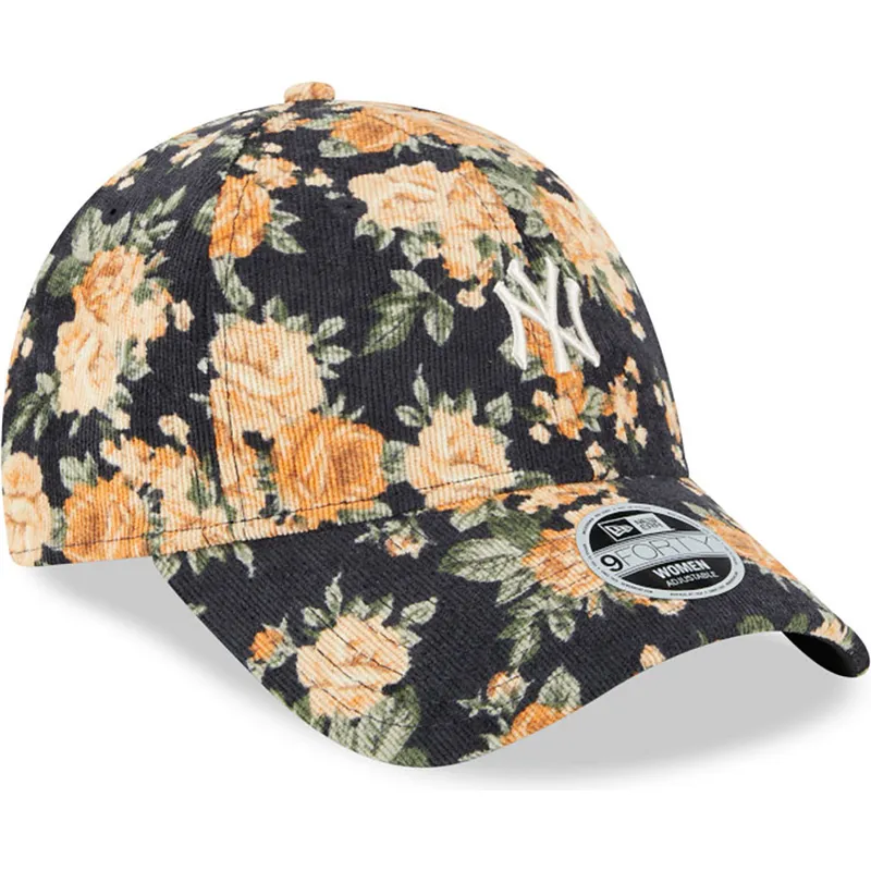 kasketter-buet-marinebla-justerbar-rem-9forty-floral-cord-fra-new-york-yankees-mlb-af-new-era