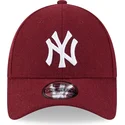 kasketter-buet-rod-justerbar-rem-9forty-essential-melton-wool-fra-new-york-yankees-mlb-af-new-era