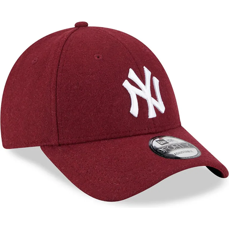 kasketter-buet-rod-justerbar-rem-9forty-essential-melton-wool-fra-new-york-yankees-mlb-af-new-era kasketter-buet-rod-justerbar-rem-9forty-essential-melton-wool-fra-new-york-yankees-mlb-af-new-era