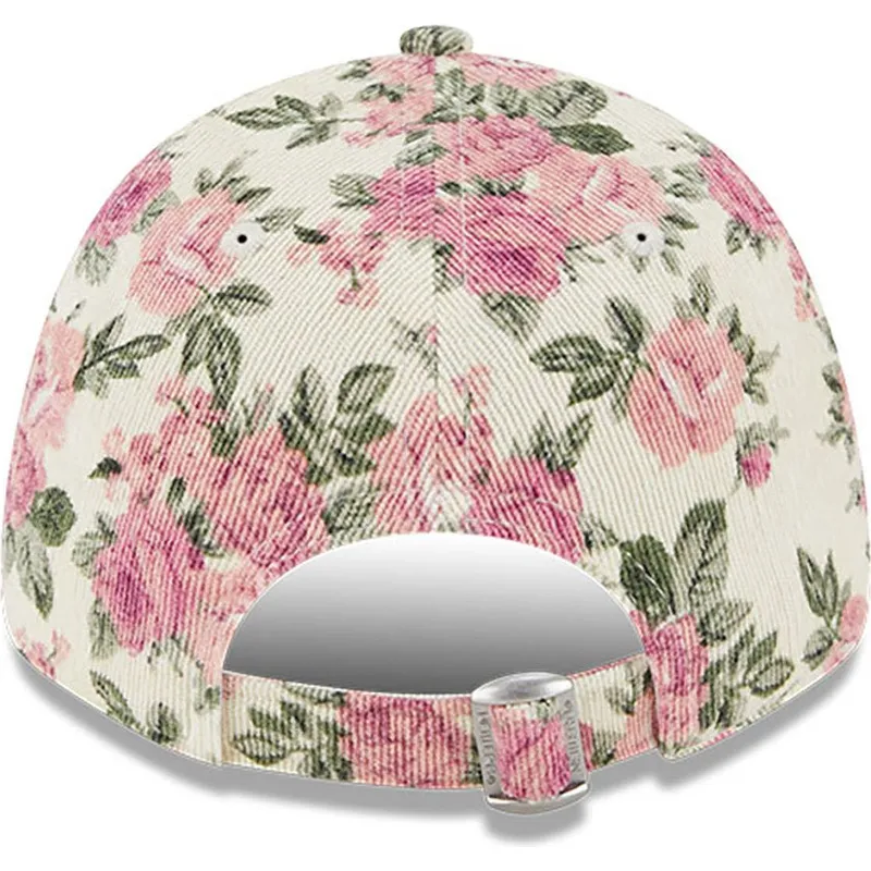 kasketter-buet-beige-justerbar-rem-rosa-9forty-floral-cord-fra-new-york-yankees-mlb-af-new-era