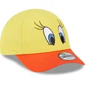 justerbar-gul-og-orange-buet-kasket-til-drenge-9forty-med-tweety-looney-tunes-fra-new-era
