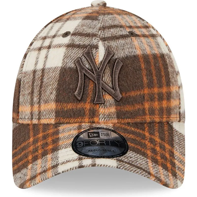 kasketter-buet-brun-justerbar-rem-9forty-check-fra-new-york-yankees-mlb-af-new-era