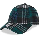 justerbar-gron-buet-kasket-med-blat-logo-9forty-check-fra-new-york-yankees-mlb-fra-new-era