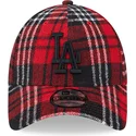 new-era-curved-brim-black-logo-9forty-check-los-angeles-dodgers-mlb-red-adjustable-cap