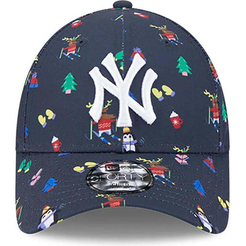 kasketter-buet-marinebla-justerbar-rem-til-barn-9forty-festive-fra-new-york-yankees-mlb-af-new-era