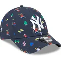 kasketter-buet-marinebla-justerbar-rem-til-barn-9forty-festive-fra-new-york-yankees-mlb-af-new-era