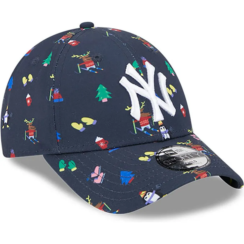 kasketter-buet-marinebla-justerbar-rem-til-barn-9forty-festive-fra-new-york-yankees-mlb-af-new-era