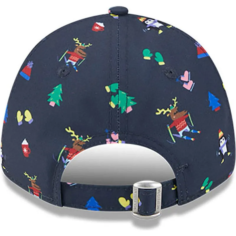kasketter-buet-marinebla-justerbar-rem-til-barn-9forty-festive-fra-new-york-yankees-mlb-af-new-era