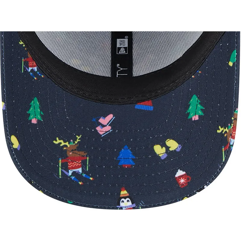 kasketter-buet-marinebla-justerbar-rem-til-barn-9forty-festive-fra-new-york-yankees-mlb-af-new-era