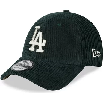 New Era Curved Brim 9FORTY Wide Cord Los Angeles Dodgers MLB Green Adjustable Cap with Beige Logo