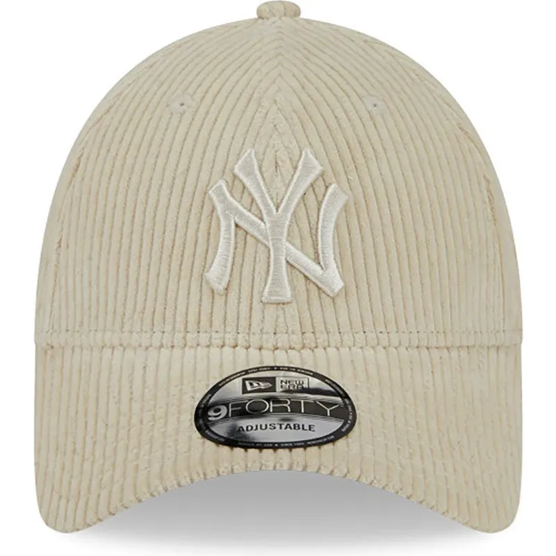 kasketter-buet-beige-justerbar-rem-9forty-wide-cord-fra-new-york-yankees-mlb-af-new-era