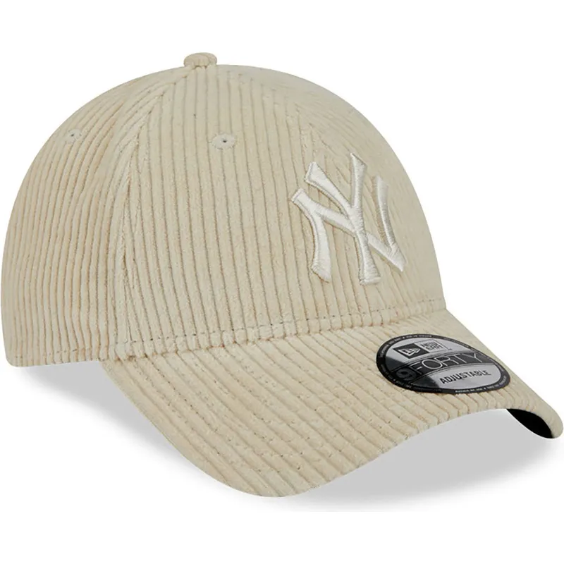 kasketter-buet-beige-justerbar-rem-9forty-wide-cord-fra-new-york-yankees-mlb-af-new-era