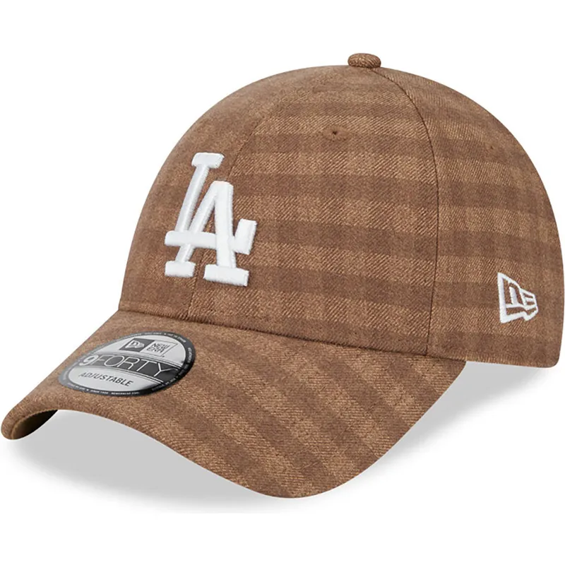 kasketter-buet-brun-justerbar-rem-9forty-flannel-fra-los-angeles-dodgers-mlb-af-new-era