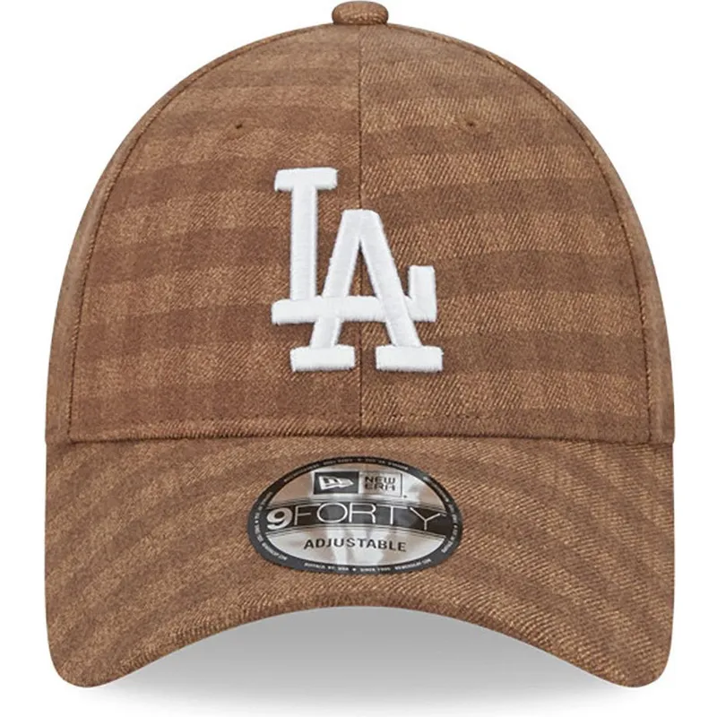 kasketter-buet-brun-justerbar-rem-9forty-flannel-fra-los-angeles-dodgers-mlb-af-new-era