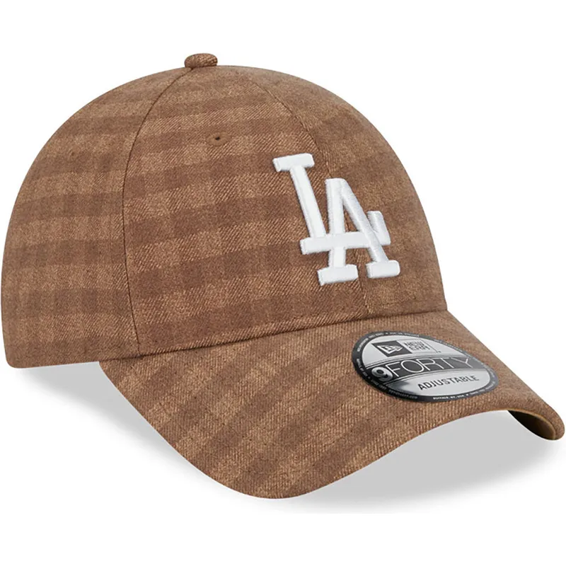 kasketter-buet-brun-justerbar-rem-9forty-flannel-fra-los-angeles-dodgers-mlb-af-new-era