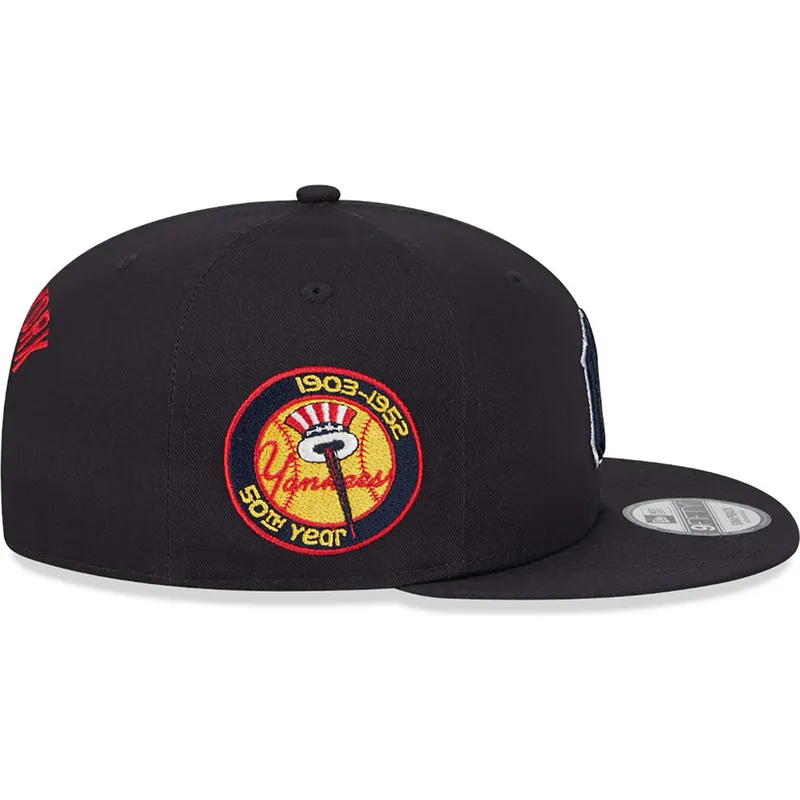 flad-marinebla-snapback-kasket-med-marineblat-logo-9fifty-side-patch-script-fra-new-york-yankees-mlb-fra-new-era