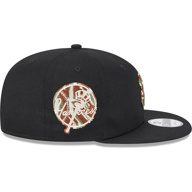 flad-sort-snapback-kasket-med-brunt-logo-9fifty-seasonal-infill-fra-new-york-yankees-mlb-fra-new-era