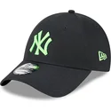 new-era-new-york-yankees-mlb-9forty-neon-sort-justerbar-kasket-med-buet-skygge-og-gront-logo