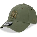 new-york-yankees-mlb-new-era-9forty-vasket-laerred-gron-justerbar-bojet-kasket-med-gront-logo
