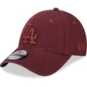 justerbar-bordeaux-buet-kasket-med-bordeaux-logo-9forty-washed-canvas-los-angeles-dodgers-mlb-fra-new-era