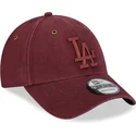 kasketter-buet-rod-justerbar-rem-granate-granate-9forty-washed-canvas-fra-los-angeles-dodgers-mlb-af-new-era