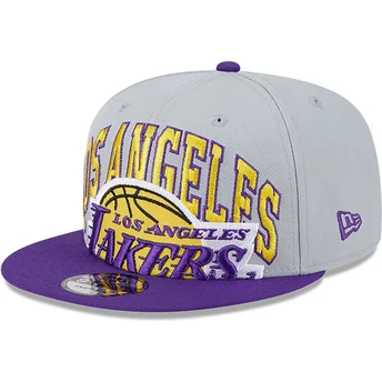 Los Angeles Lakers NBA New Era grå og violet 9FIFTY Tip Off 2023 snapback flat cap