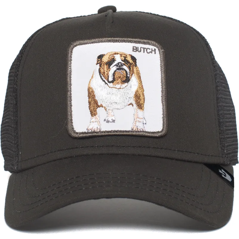 trucker-kasket-sort-bulldog-hund-butch-brutus-drake-the-farm-fra-goorin-bros